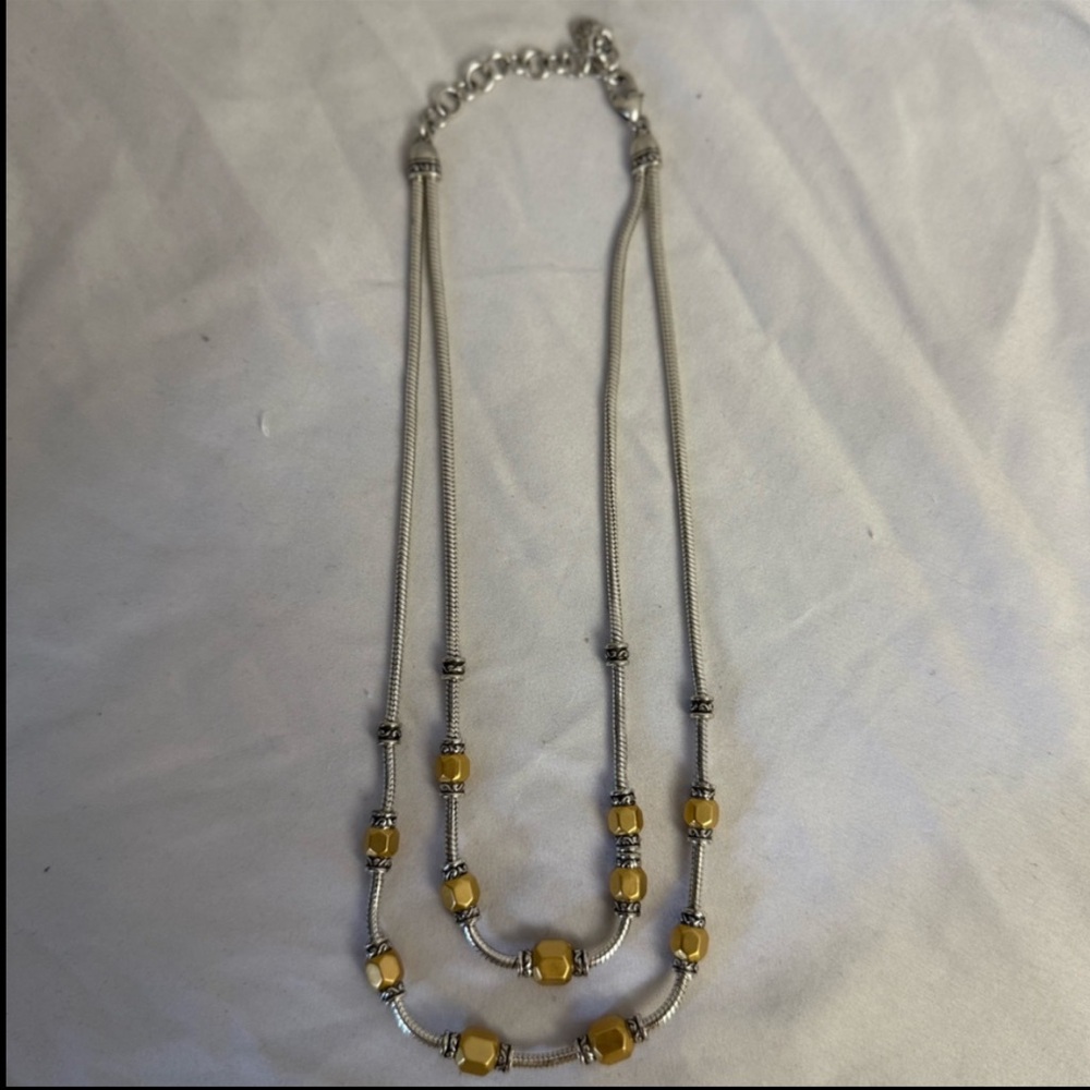 Brighton Silver/Gold Tone Necklace.  Double strand necklace. 9” long